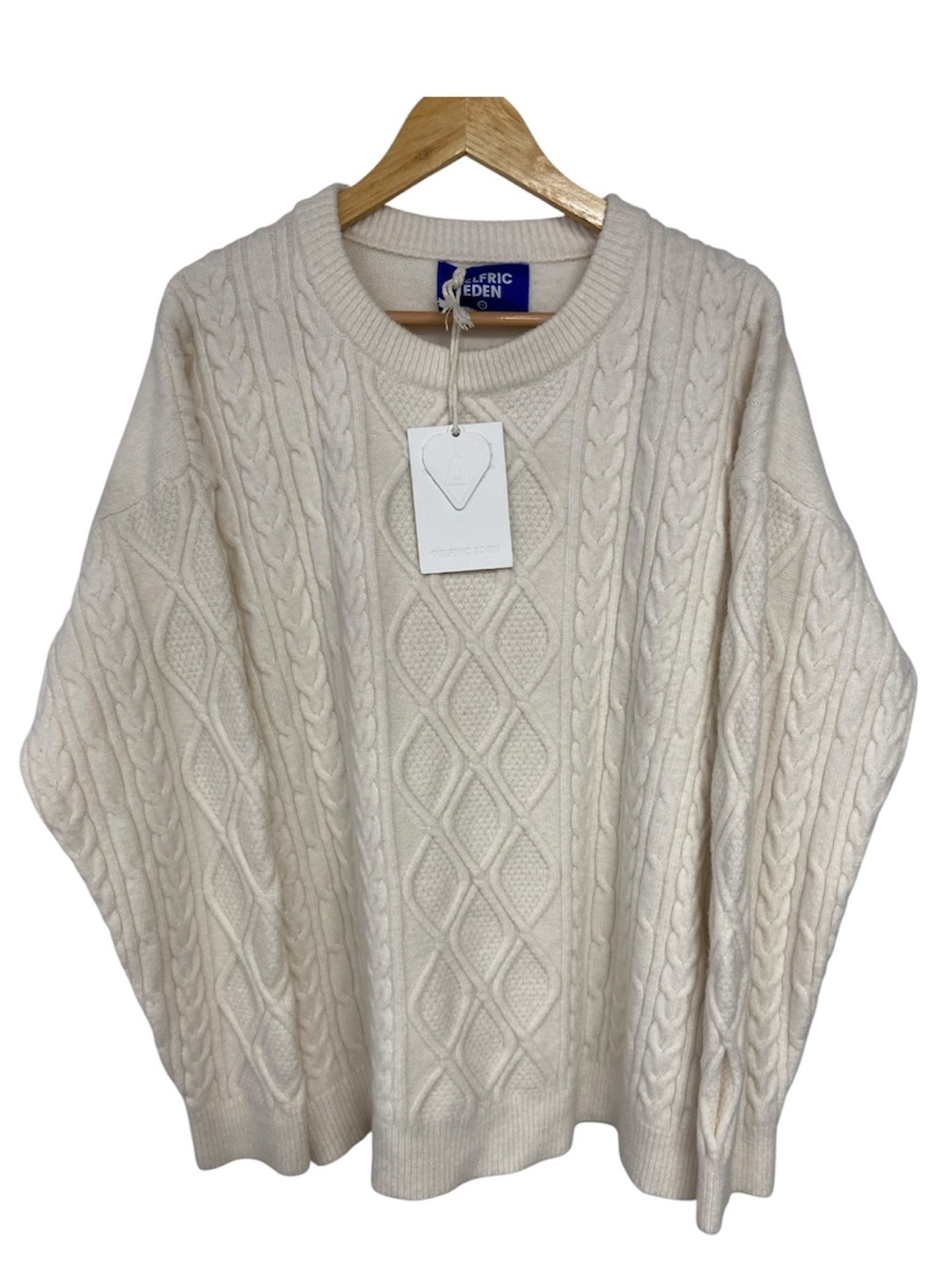 Aelfric Eden Women’s Cream Oversized Sweater 90s Vintage Cable Knit XXL